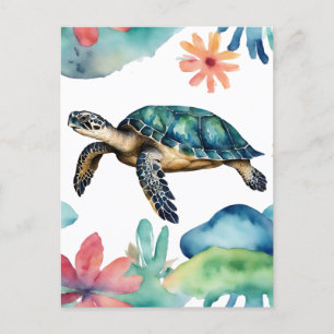 Carte Postale Eau Abstraite de la tortue de mer