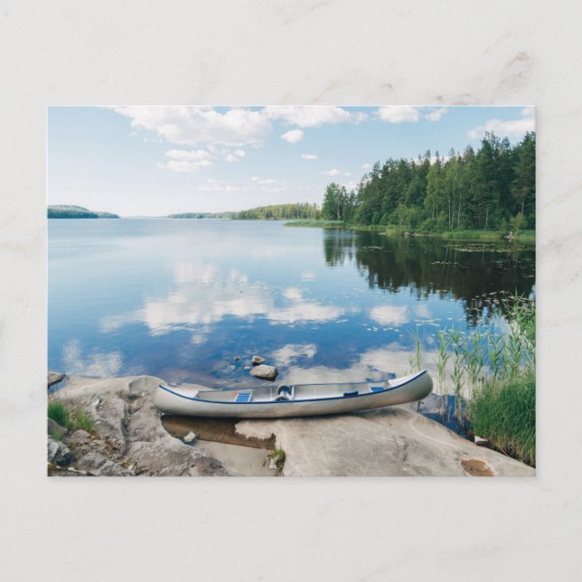 Carte Postale Eau | Canoë sur un lac en Suède (Devant)