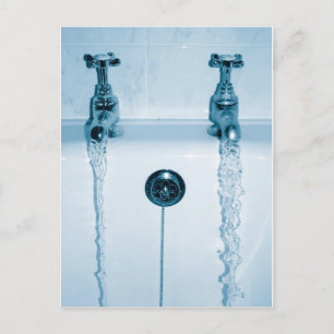 Carte Postale Eau chaude et froide, Temps de bain, Robinets de c