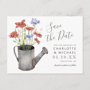 Carte Postale eau fleur sauvage rustique peut sauver la date