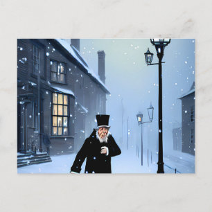 Carte Postale Ebenezer Scrooge Snowy rue victorienne