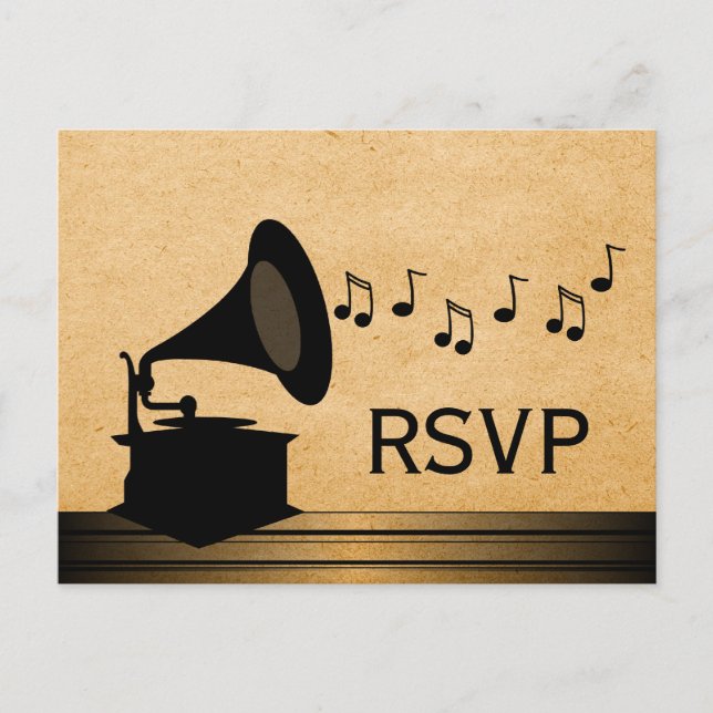Carte Postale Ebony Vintage Gramophone RSVP (Devant)