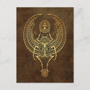 Carte Postale Écarpe égyptienne à ailes vieilles avec Ankh Brown