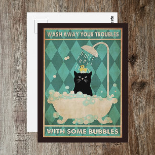Carte Postale Écartez vos soucis - Joli chat en convalescence 