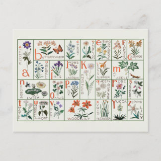 Carte Postale Échantillon alphabet de broderie vintage | FLEUR S