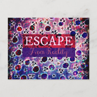 Carte Postale ÉCHAPPER DE LA RÉALITÉ Typographie Violet Art Hips