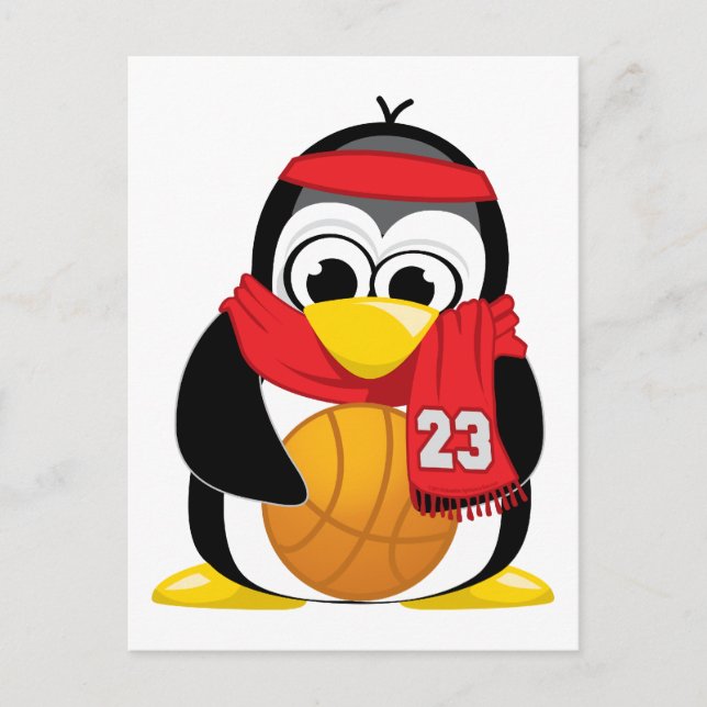 Carte Postale Écharpe de pingouin de basket (Devant)