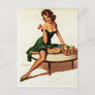 Carte Postale Échecs Girl Pin Up