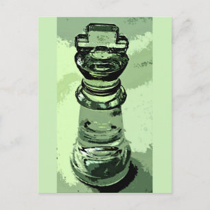 Carte Postale Échecs, Roi de verre, Arrière - plan vert, Contour