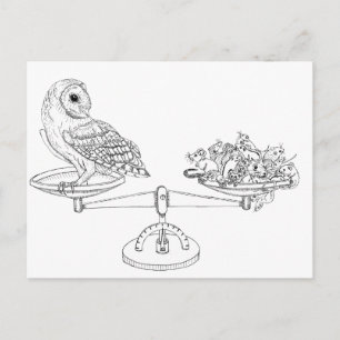 Carte Postale Echelle avec chouette et souris