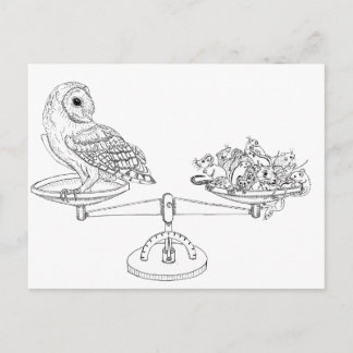 Carte Postale Echelle avec chouette et souris