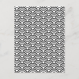 Carte Postale Echelle de poisson japonais noir et blanc Cercle g