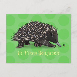 Carte Postale Echidna mignonne avec dessin animé d'abeille