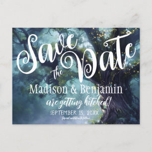 Carte Postale Éclairage des fées de chêne forestier enchanté Dat