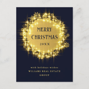 Carte Postale Éclairage minimaliste doré noir Noël