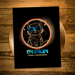 Carte Postale Éclipse Solaire Total 2024 Cat Éclipse Solaire Lun