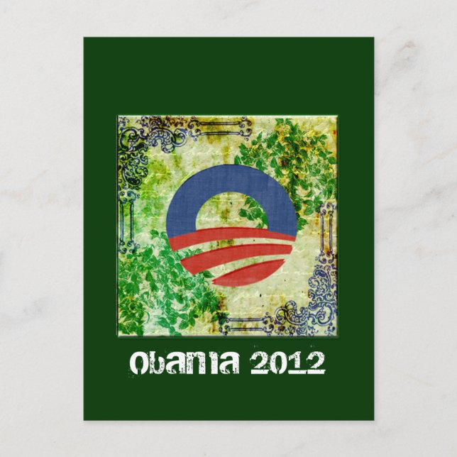 Carte Postale Eco Grunge Obama 2012 Conception des réélections (Devant)