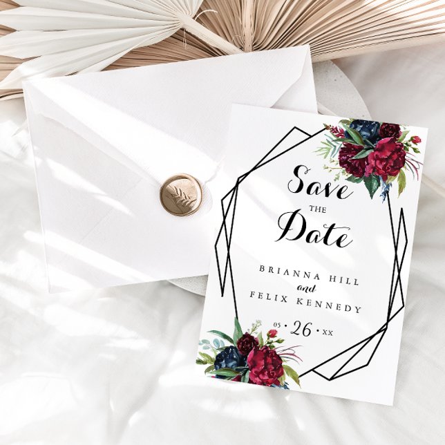 Carte Postale Économie géométrique de luxe bohème Save the Date (Créateur téléchargé)