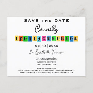 Carte Postale Économisez la date de la réunion de la famille de 