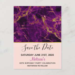 Carte Postale Économisez la date Résumé abstrait moderne violet 