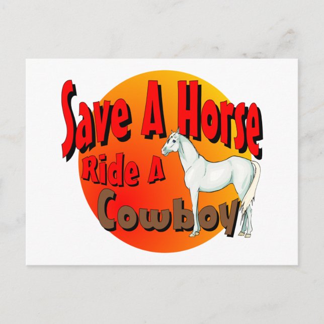Carte Postale Économisez Une Promenade À Cheval Sur Un Cowboy (Devant)