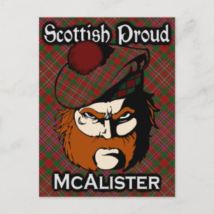 Carte postale écossaise Clan McAlister Tartan