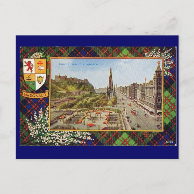 Carte Postale Ecosse vintage, MacDonald Tartan (Devant)