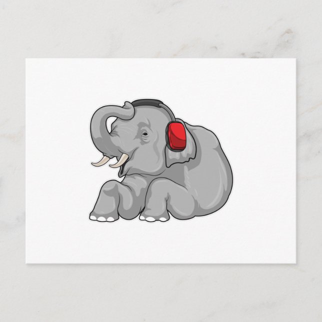Carte Postale Écouteur de musique éléphant (Devant)