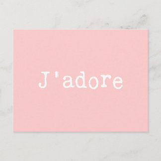 Carte Postale Écrite en rose et blanc J'adore