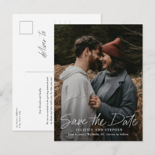 Carte Postale Écriteau Moderne Simple Photo Mariage à Sauvegarde