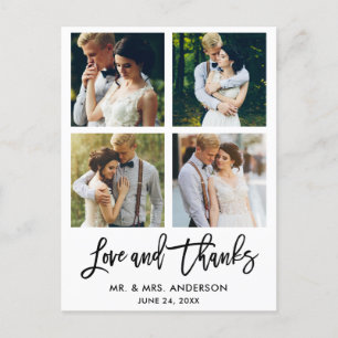 Carte Postale Écriture au pinceau Amour et Merci Mariage 4 Photo