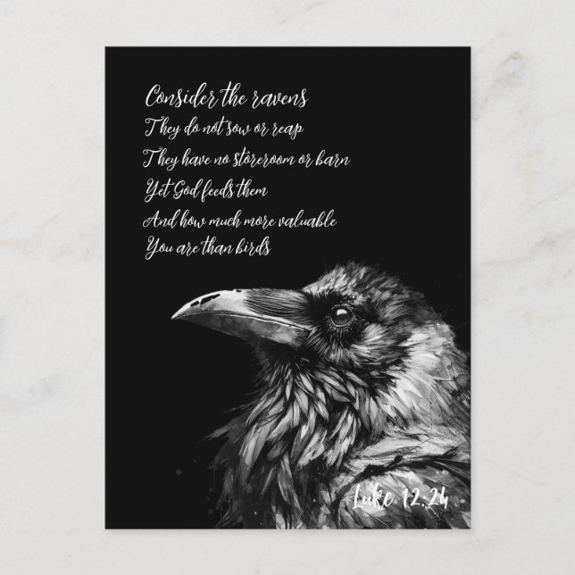 Carte Postale Écriture biblique Luc 12:24 (Devant)