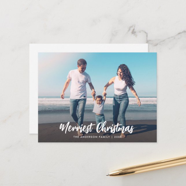 Carte Postale écriture de brassage de noël blanc superposition c (Devant/Arrière en situation)