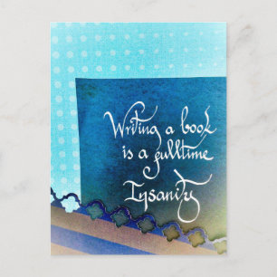 Carte Postale Ecriture d'un livre auteur manifeste vibes bleues
