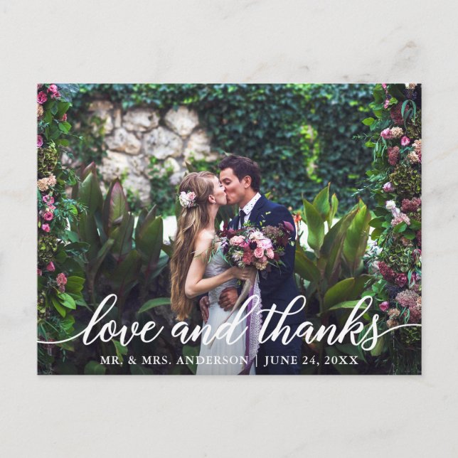 Carte Postale Écriture Élégante Moderne Photo de Mariage Amour M (Devant)