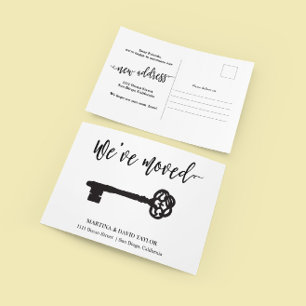 Carte Postale Écriture et clé Nouveau Faire-part d'adresse