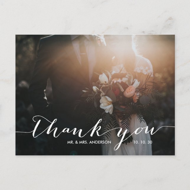 Carte Postale Écriture manuscrite 2 Mariage photo Merci (Devant)