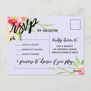 Carte Postale Écriture manuscrite Boho Floral RSVP Demande de ch