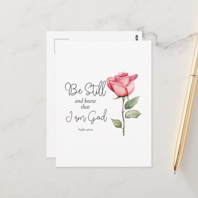 Carte Postale Écriture Soyez toujours et Sachez que je suis Dieu (Devant/Arrière en situation)