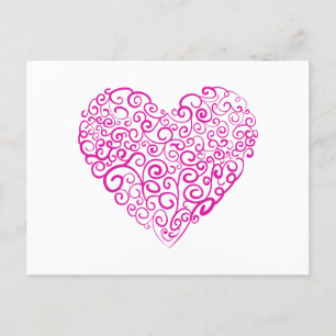 Carte Postale Écriture spirale coeur rose pour la Saint Valentin