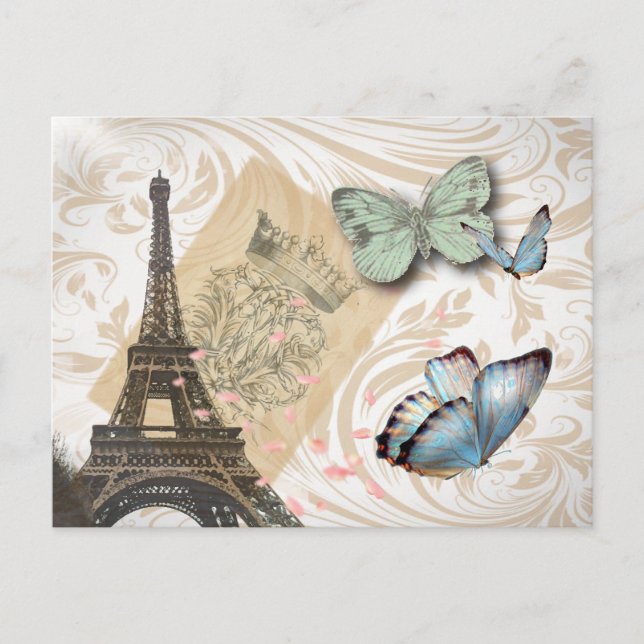 Carte Postale écritures postmark papillon Paris Effiel Tower (Devant)