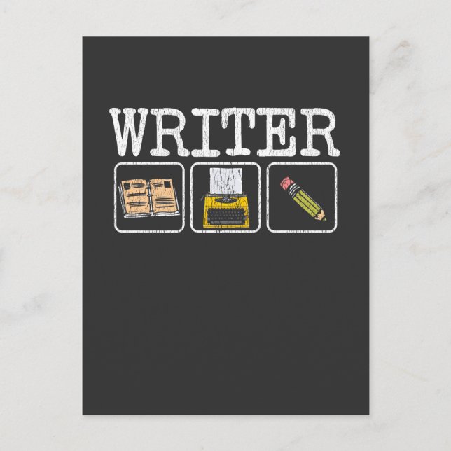 Carte Postale Écrivain livre Typewriter Crayon auteur littératur (Devant)