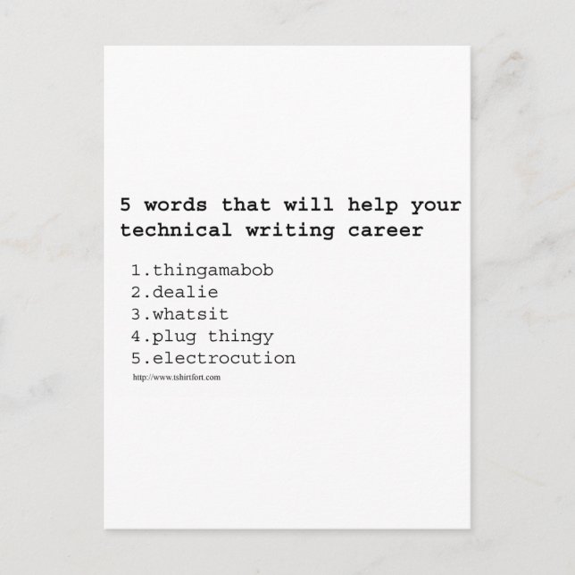 Carte Postale Écrivain technique (Devant)