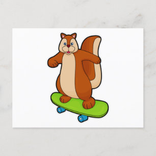Carte Postale Écureuil comme patineur avec skateboard