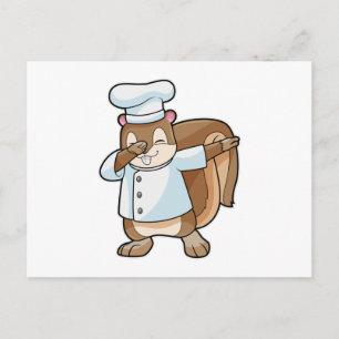 Carte Postale Écureuil cuisinier avec tablier de cuisine