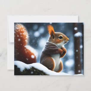 Carte Postale Écureuil reposant sur une Connexion hiver
