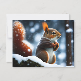 Carte Postale Écureuil reposant sur une Connexion hiver