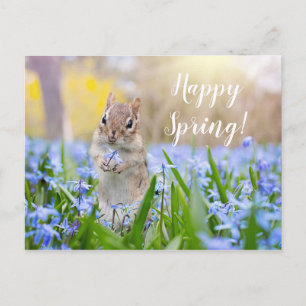 Carte Postale Écureuil texte personnalisé en printemps Fleur sau