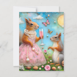 Carte Postale Écureuils adorables en pique-nique
