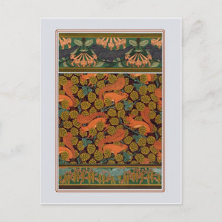 Carte Postale Écureuils Art Nouveau